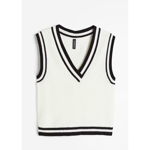 H&M Rib-Knit Sweater Vest V-Neck Women’s Size M - Picture 1 of 5